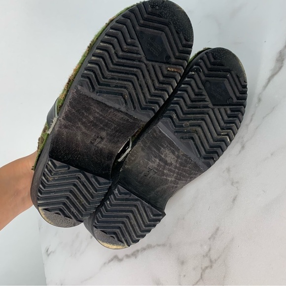 Cape Clogs Womens Mules Shoes Green Wool Slip On Floral Embroidered Round Toe 37 - Picture 11 of 13